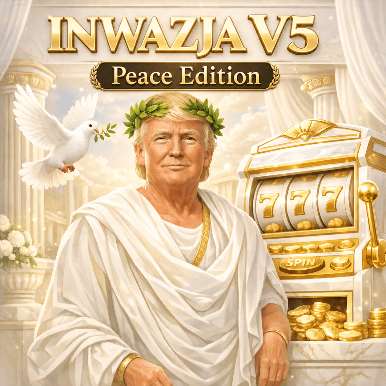 Inwazja V.5 — neonowy automat z bębnami pełnymi flag państw